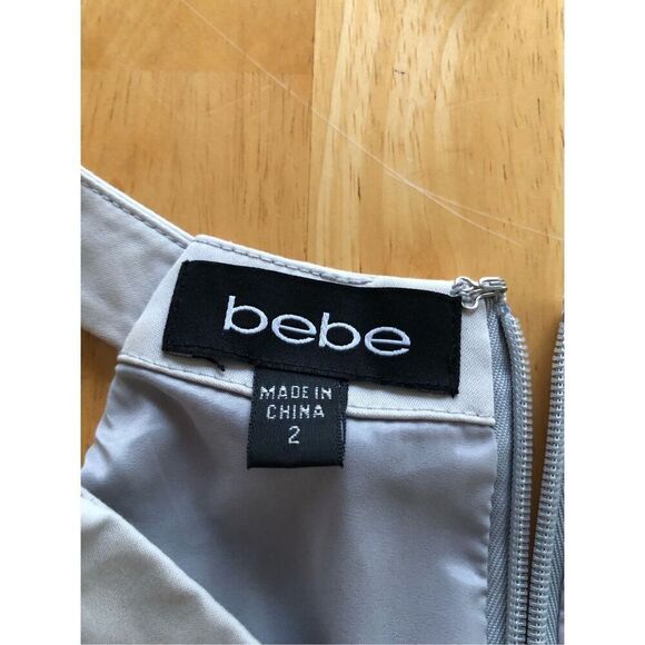 BEBE Light Gray Mini Dress Size 2 - Picture 7 of 12